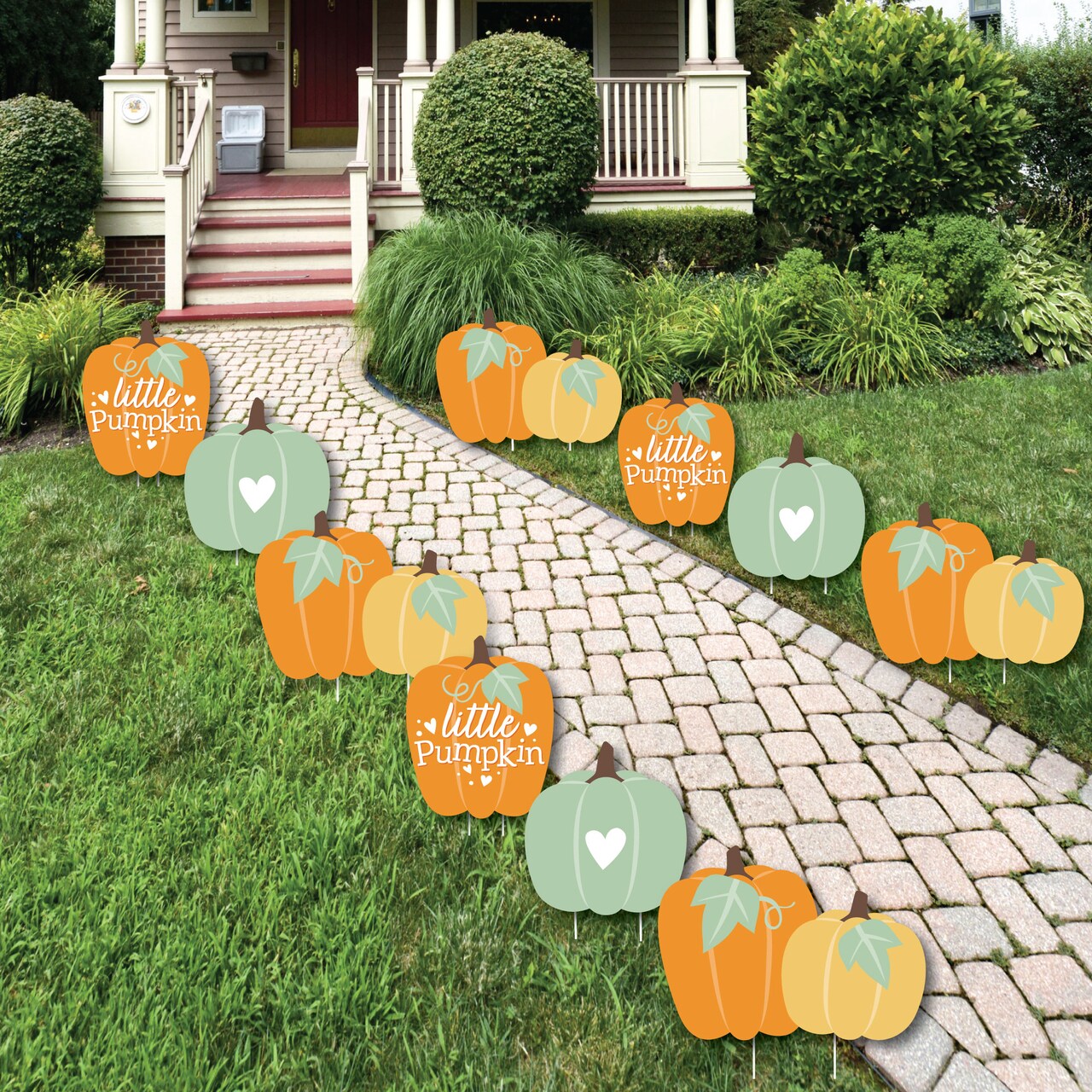 Big Dot of Happiness Little Pumpkin - Lawn Decorations - Outdoor Fall Birthday Party or Baby Shower Yard Decorations - 10 Piece